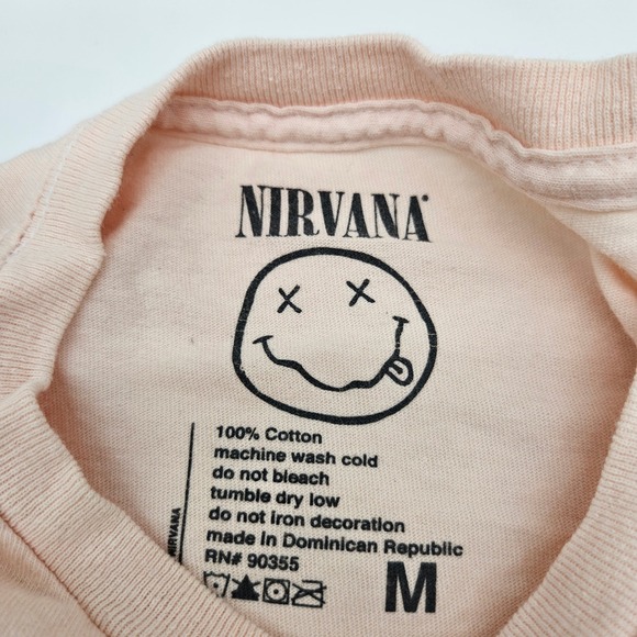 Nirvana Band T Shirt Floral Logo Pink Short Sleeve Cotton Size Medium - Picture 3 of 7